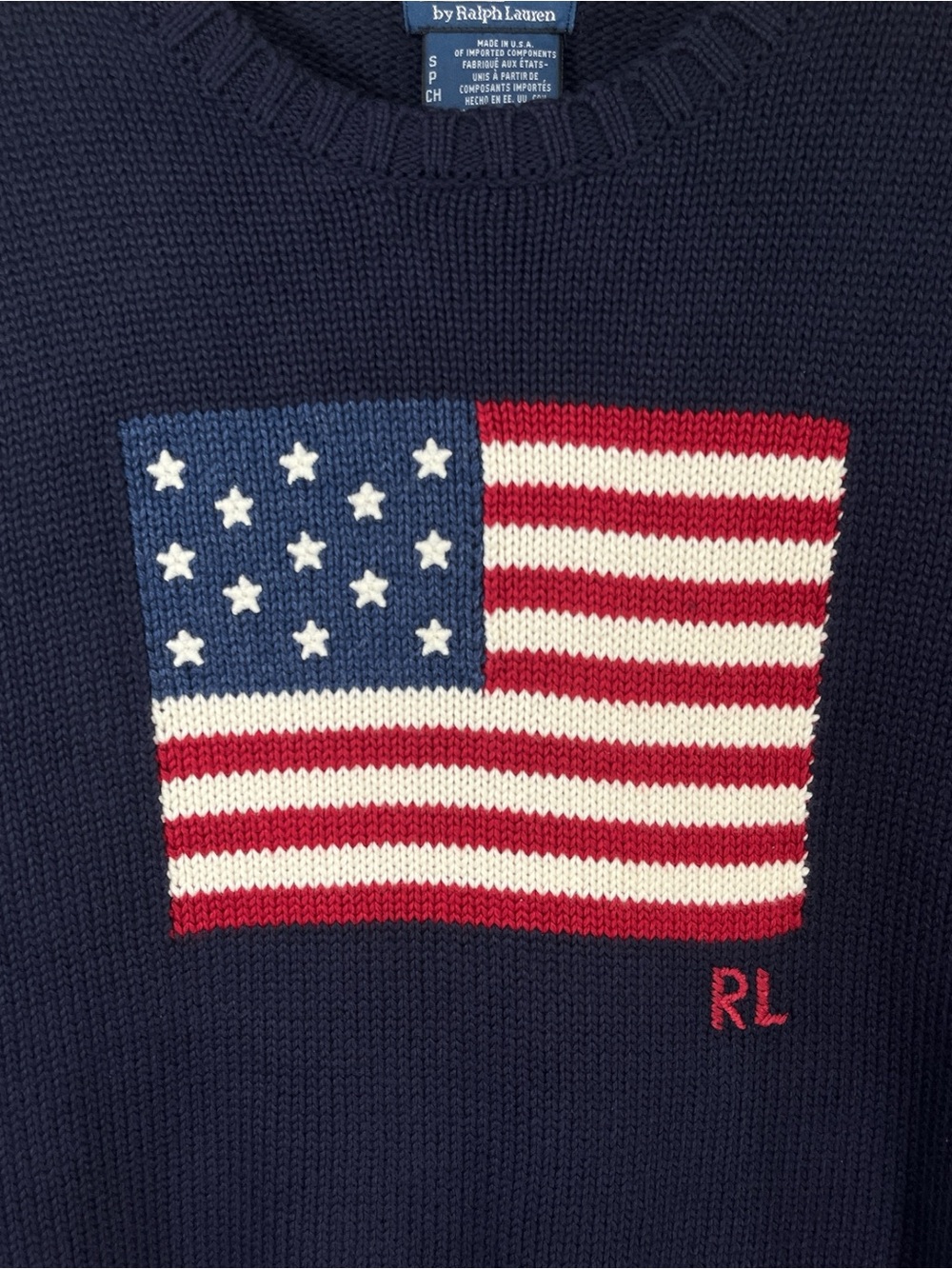 NWT Polo Ralph Lauren American Flag Cotton Crewneck Sweater size Small - Picture 7 of 10